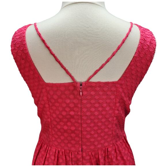 Nine West Dress Women’s 12 Fit & Flare Hot Pink Lined Textured Casual Church Wor - Picture 9 of 14